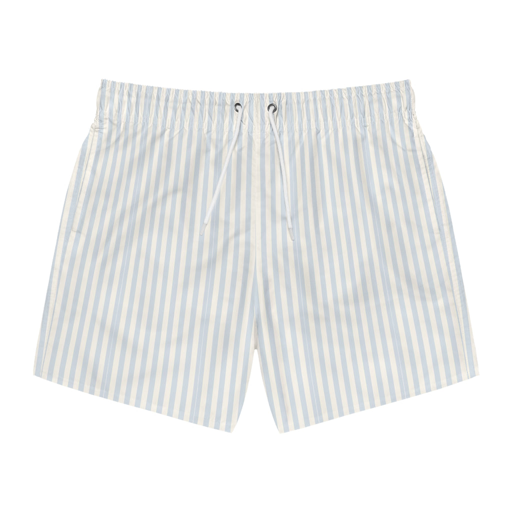 Light Blue Striped Swim Trunks