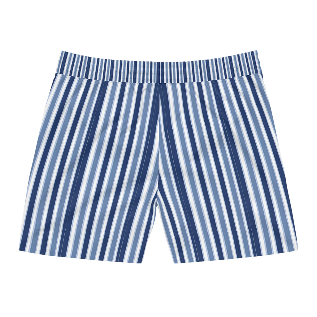 Men's Blue Vertical Stripe Swim Shorts