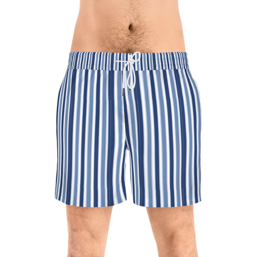 Men's Blue Vertical Stripe Swim Shorts