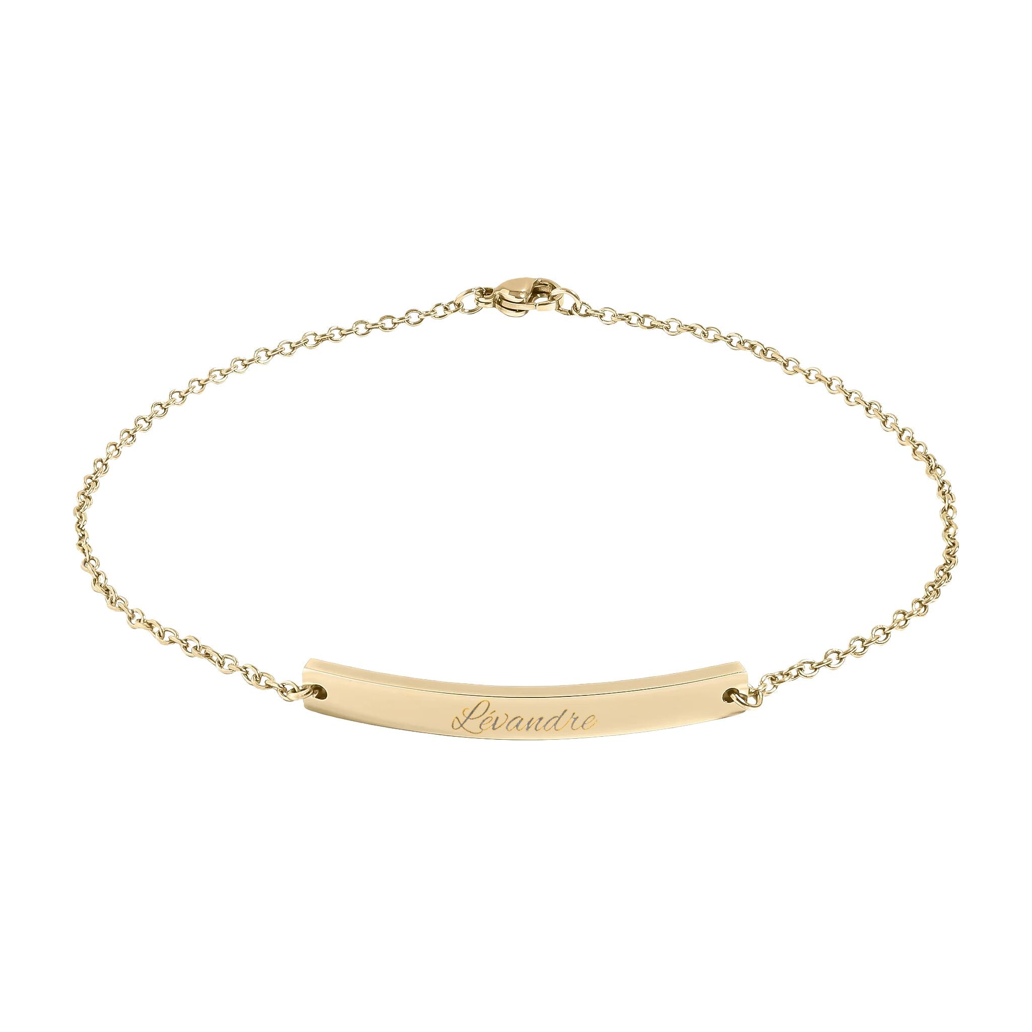 Engravable Curved Bar Anklet — Personalized Minimalist Chain Anklet