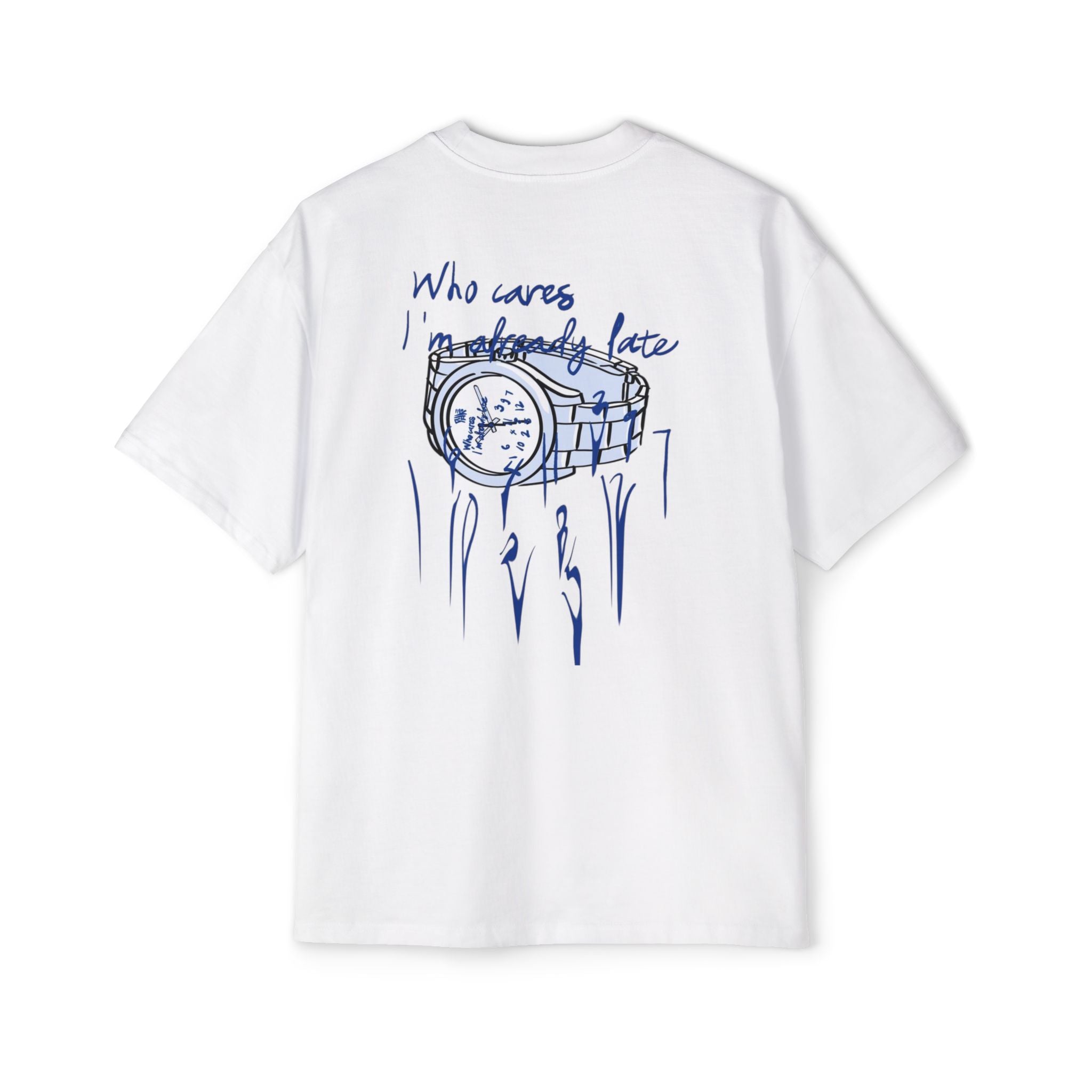 "Who Cares I’m Already Late" Oversized Men's T‑Shirt