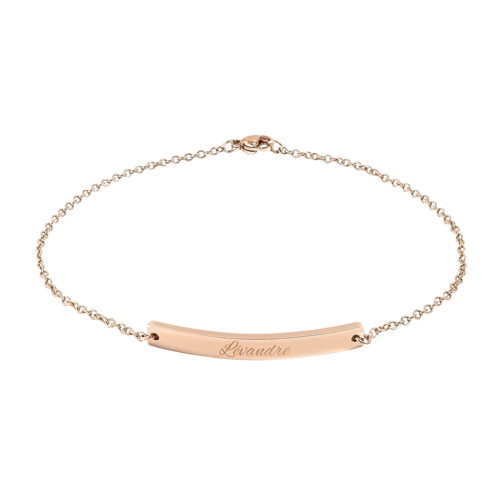 Engravable Curved Bar Anklet — Personalized Minimalist Chain Anklet