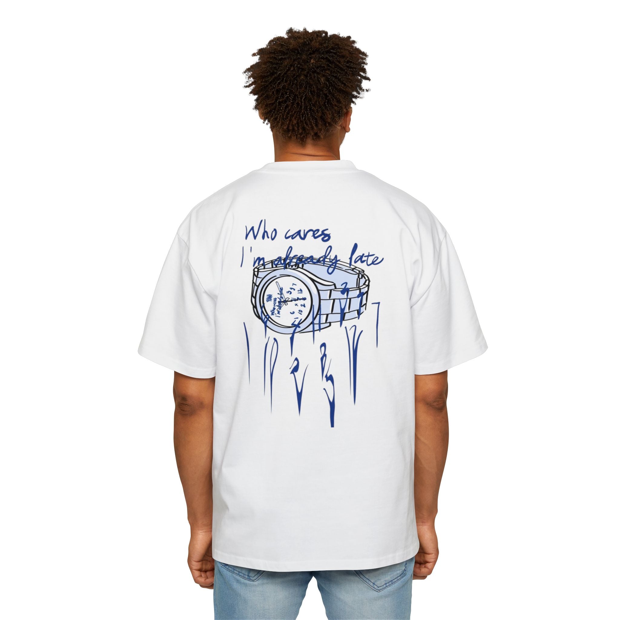 "Who Cares I’m Already Late" Oversized Men's T‑Shirt